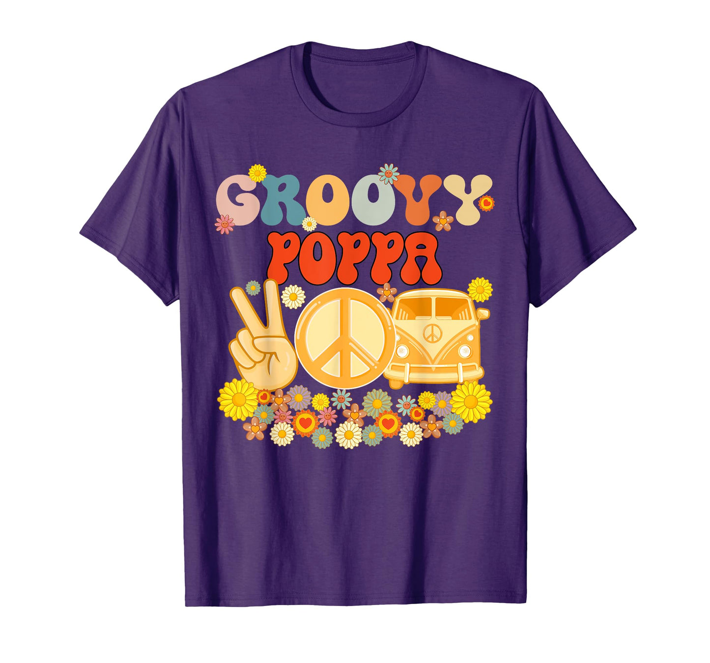Groovy Poppa Retro Matching Family Baby Shower Father's Day T-Shirt