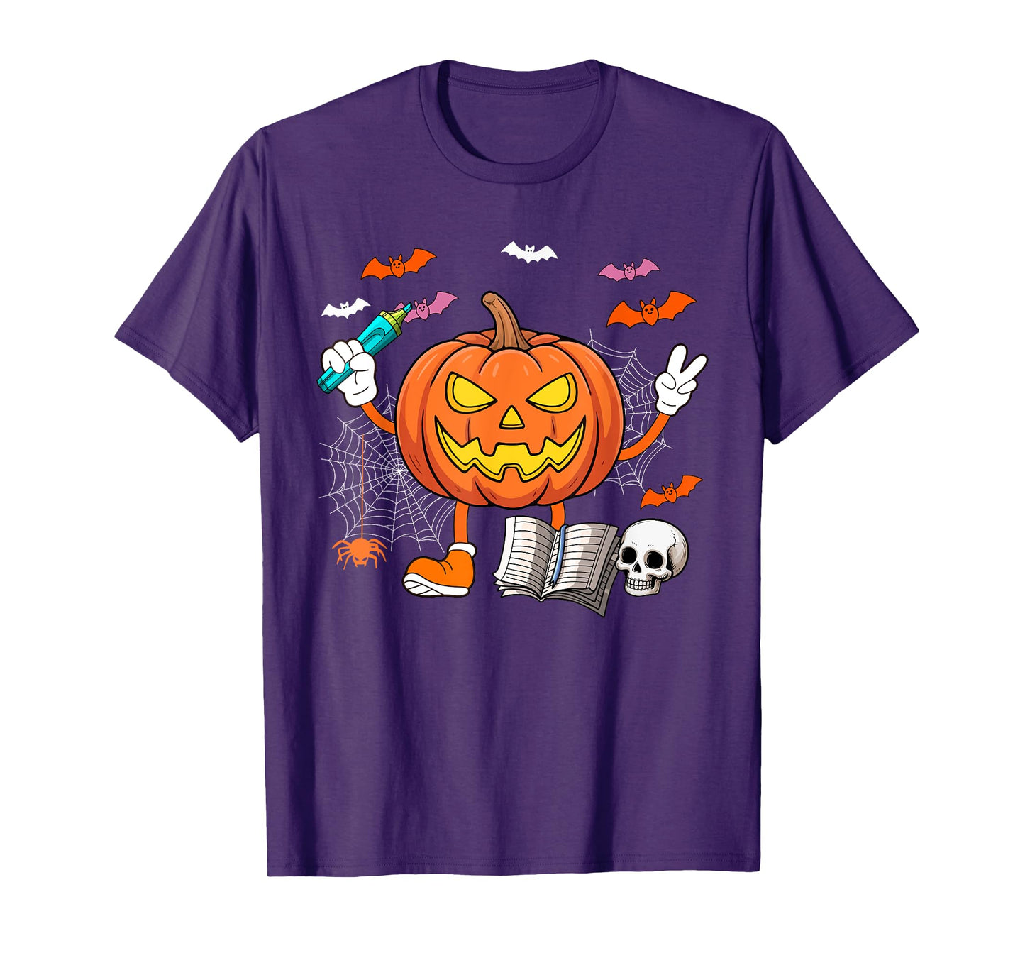 School Secretary Job Horror Carved Pumpkin Halloween Team T-Shirt