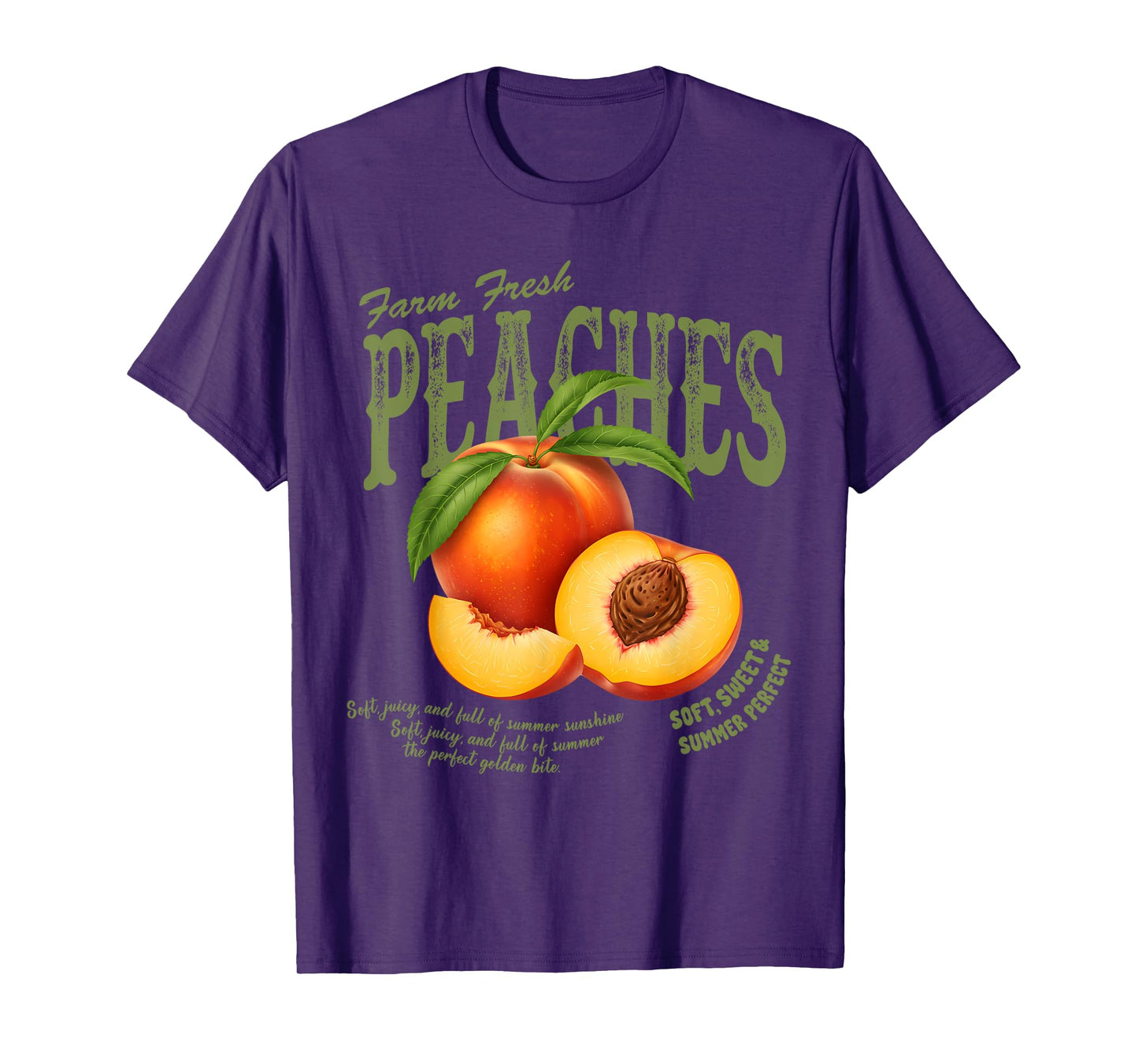 Farm Fresh Peaches Retro Farmer Market Summer Peach Lover T-Shirt