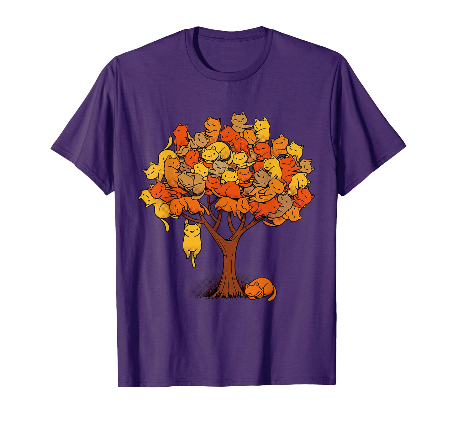 Cat Tree Cat Lover Nature Fall Winter Kitten Kitty Cats T-Shirt
