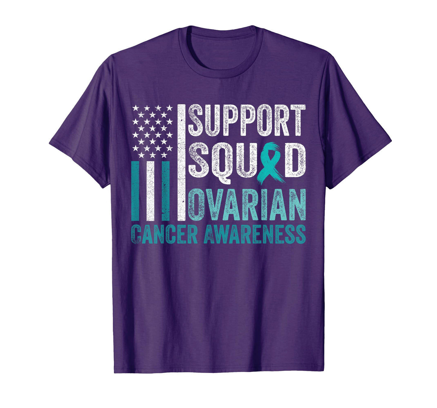 Support Squad Ovarian Cancer Awareness Teal Ribbon Ovarian T-Shirt