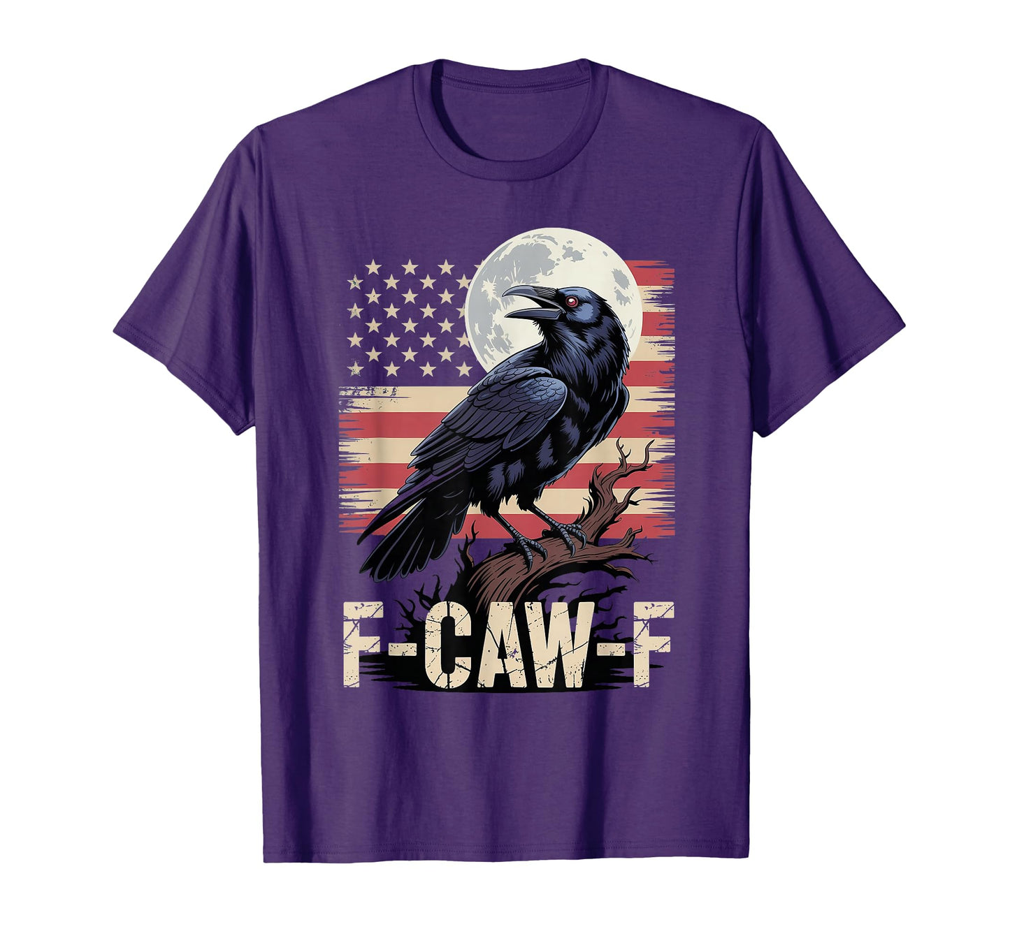 F-Caw-F Black Crow Black Bird Vintage USA Flag F Caw F T-Shirt