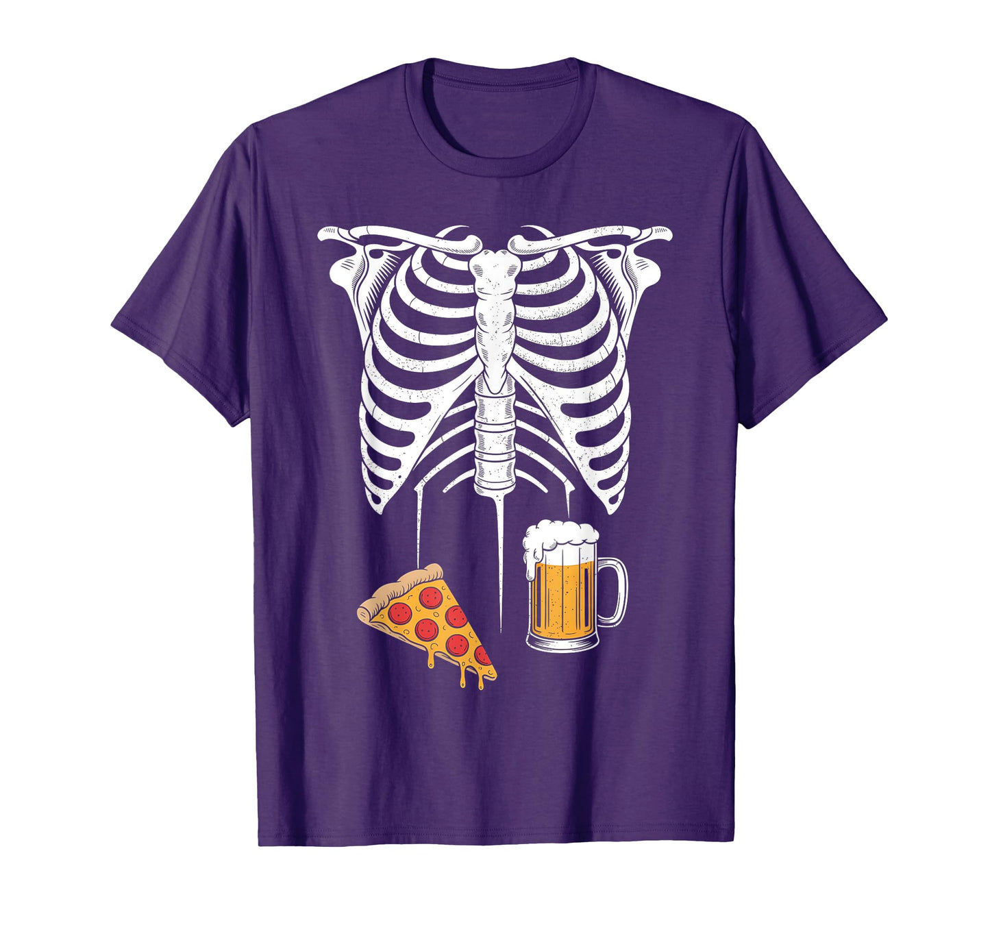 Skeleton Beer Pizza Halloween Funny Pregnancy Couple T-Shirt