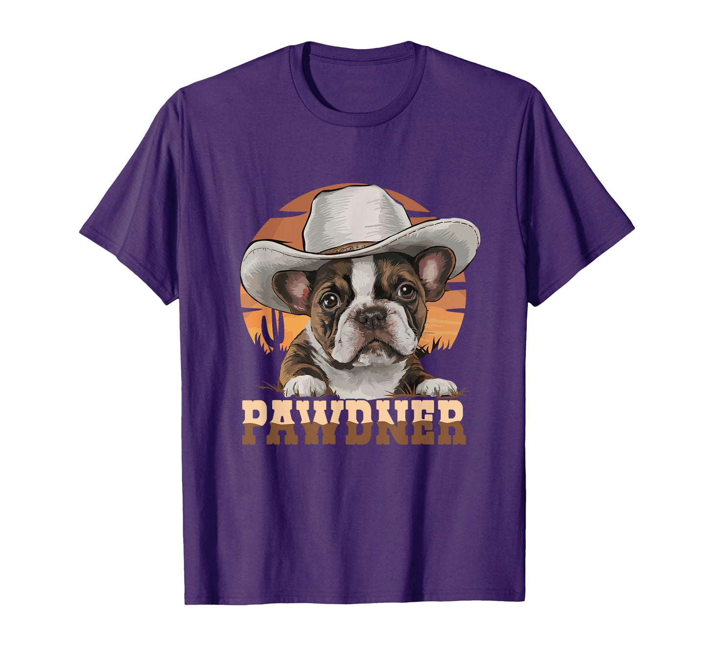 Pawdner Western Cowboy Hat French Bulldog Puppy Dog Mom T-Shirt