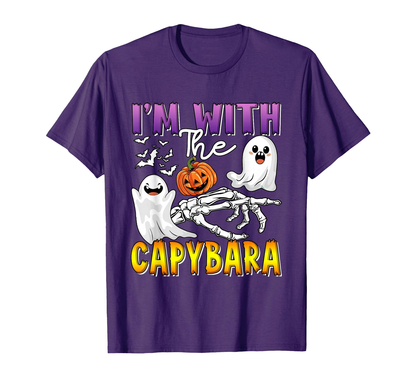 I'm with Capybara Halloween Boo Ghost Funny Joke Single T-Shirt