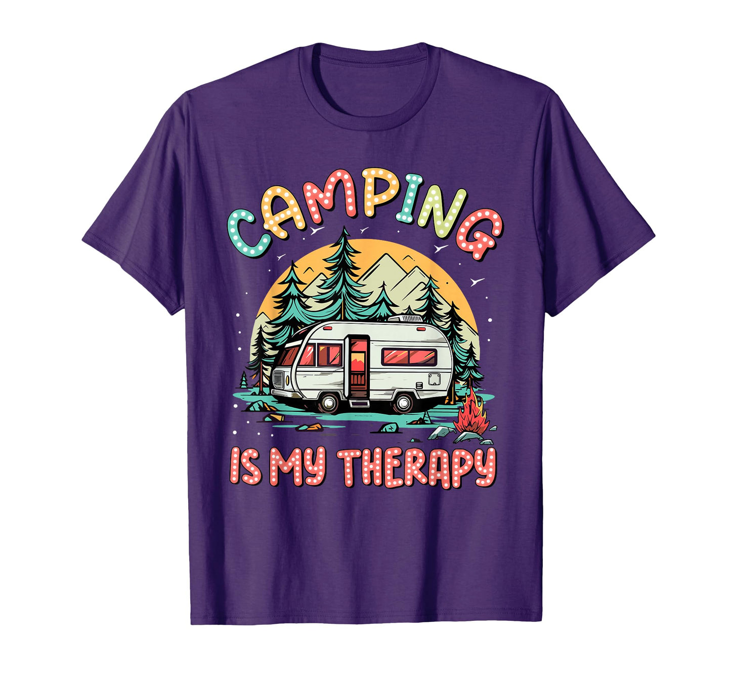 Camping Is My Therapy Campfire Summer Camp Family Vacation T-Shirt