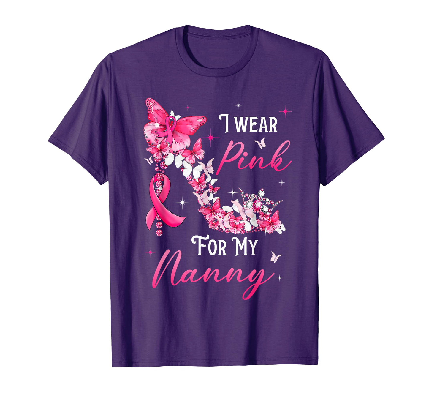 I Wear Pink for My Nanny Breast Cancer Ribbon Support Gift T-Shirt
