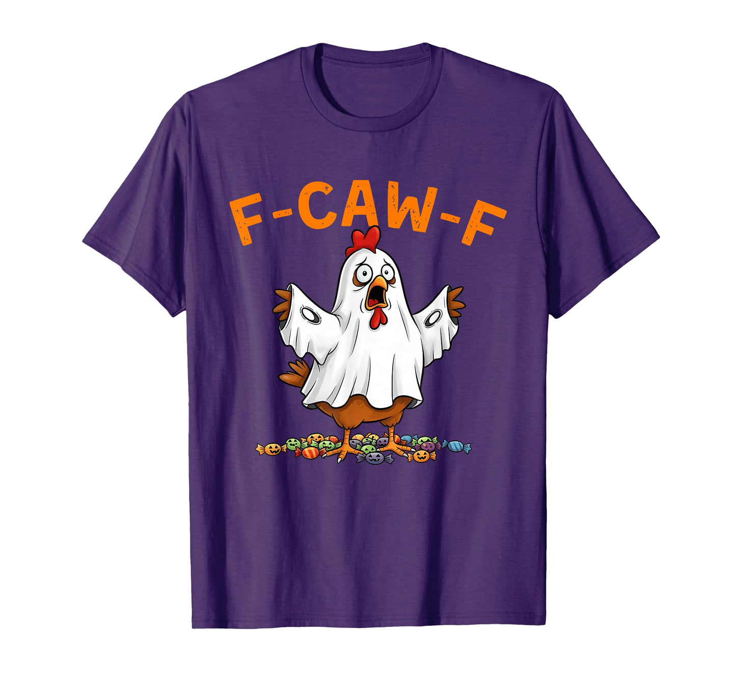 F-Caw-F Funny Chicken Ghost Humor F-Caw-F Rooster Halloween T-Shirt