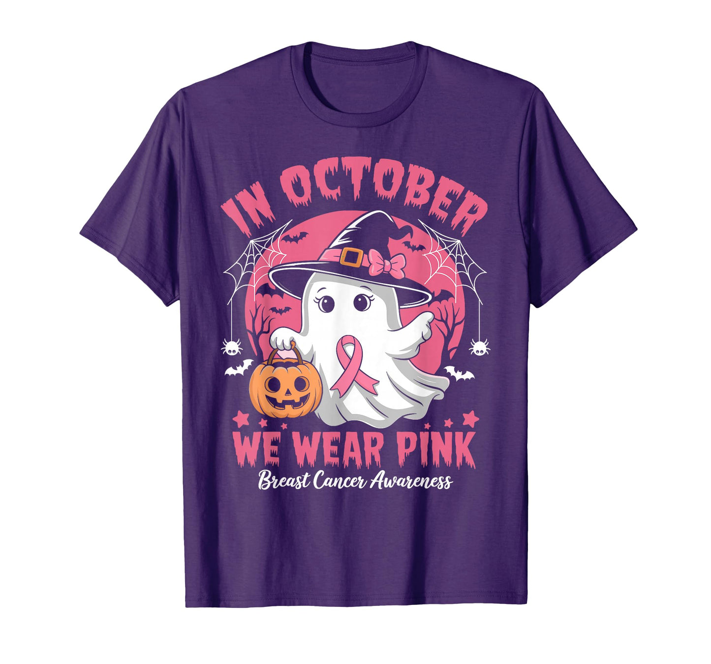 In October We Wear Pink Shirt Halloween Breast Cancer Women T-Shirt