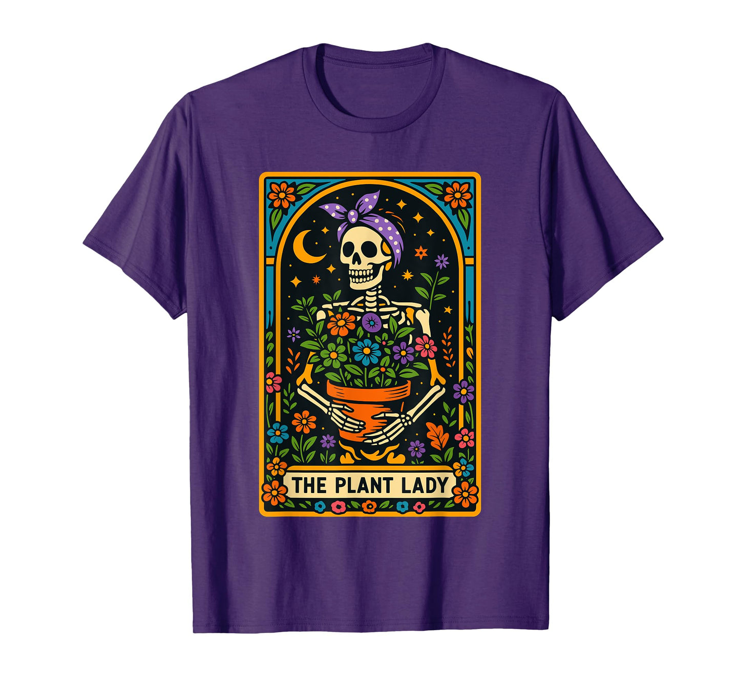 Halloween Tarot Skeleton Shirt, Moon Tarot Plant Lover T-Shirt
