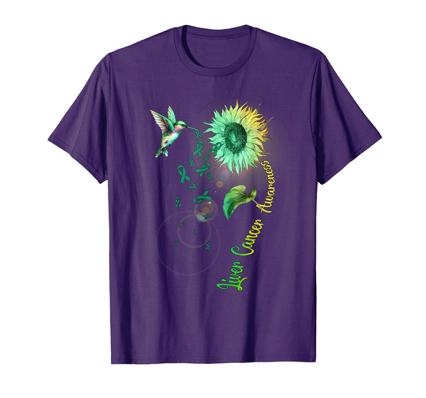 Liver Cancer Sunflower Hummingbird T-Shirt