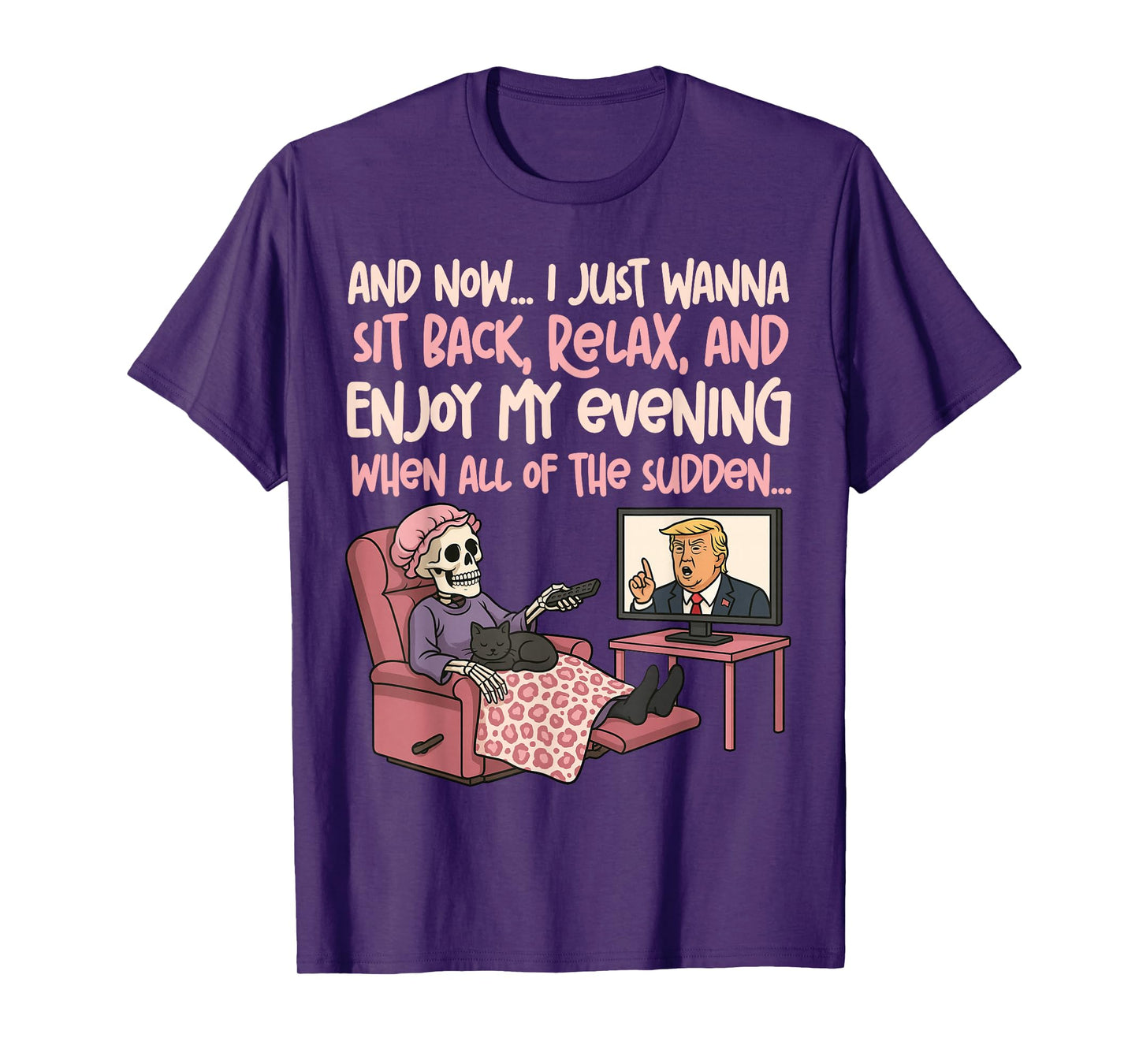 Funny Skeleton Watching TV Political Cartoon Humor Liberal T-Shirt