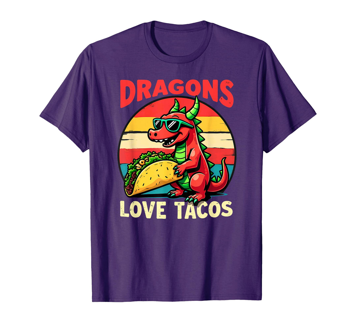 Retro Dragons Love Tacos T-Shirt