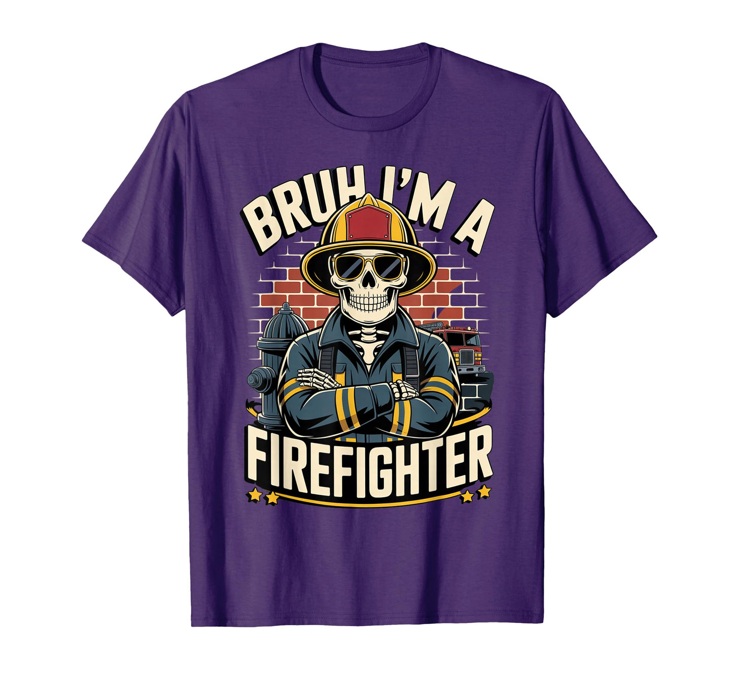 Funny Halloween Bruh I'm a Firefighter Skeleton Spooky Squad T-Shirt