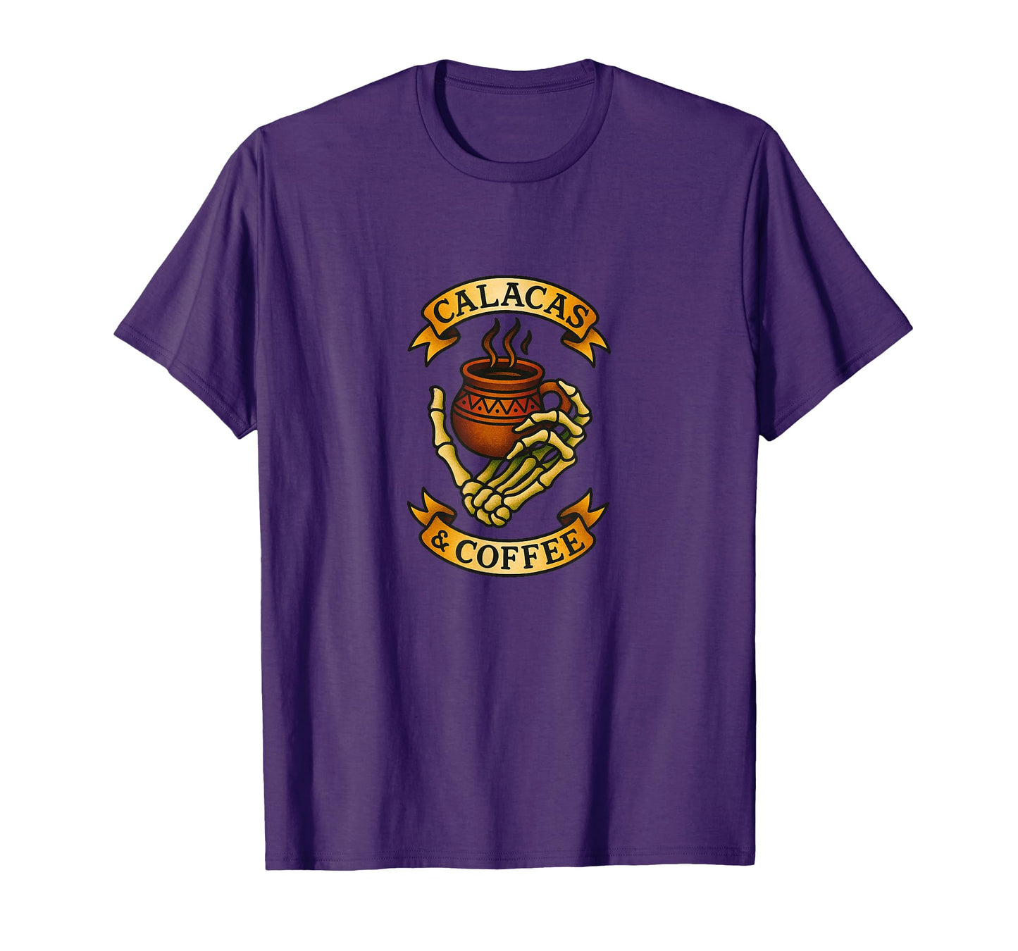 Calacas and Coffee Skeleton Halloween Day Dead Design T-Shirt