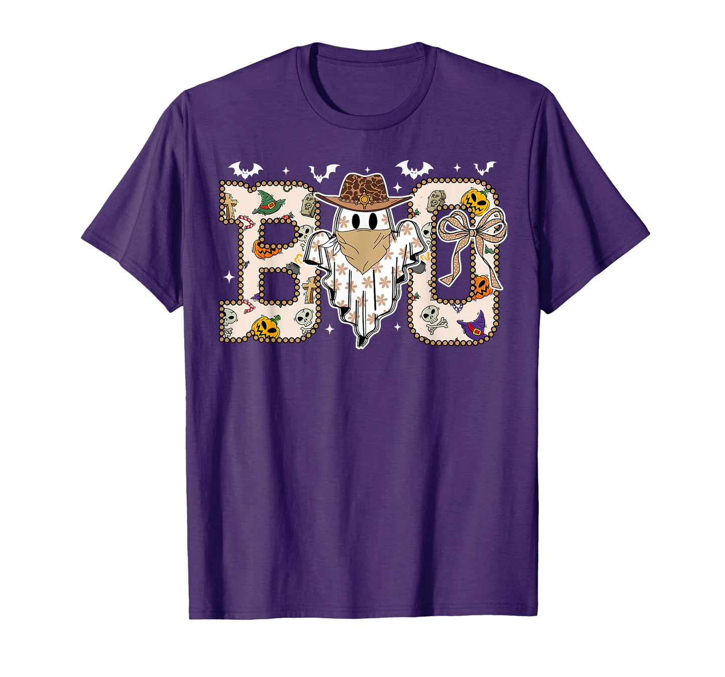 Funny Boo-Haw Halloween Shirt Girl Cute Ghost Cowgirl Cowboy T-Shirt