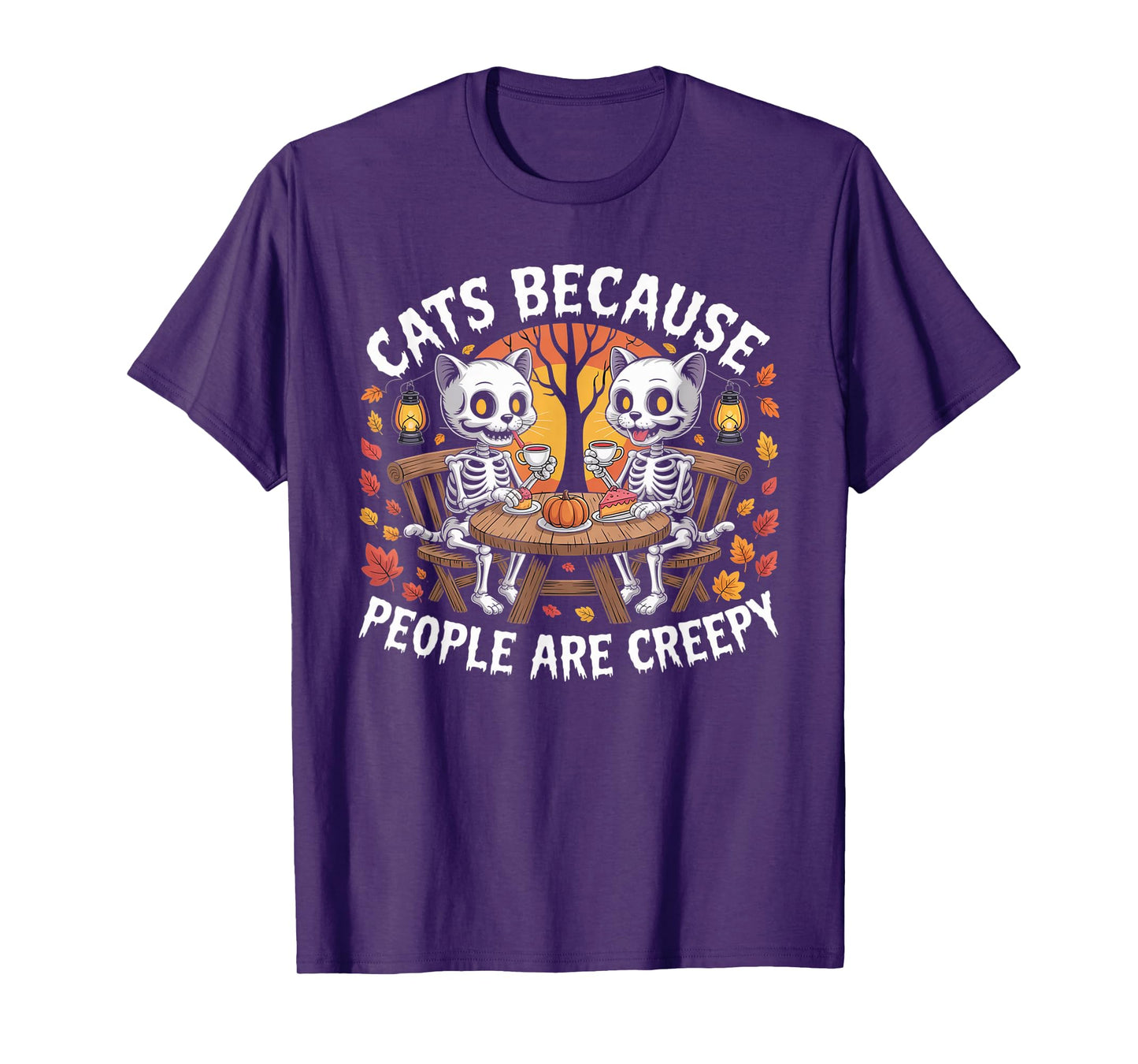 Cats Because People are Creepy Ghost Halloween Cat Mom Kids T-Shirt