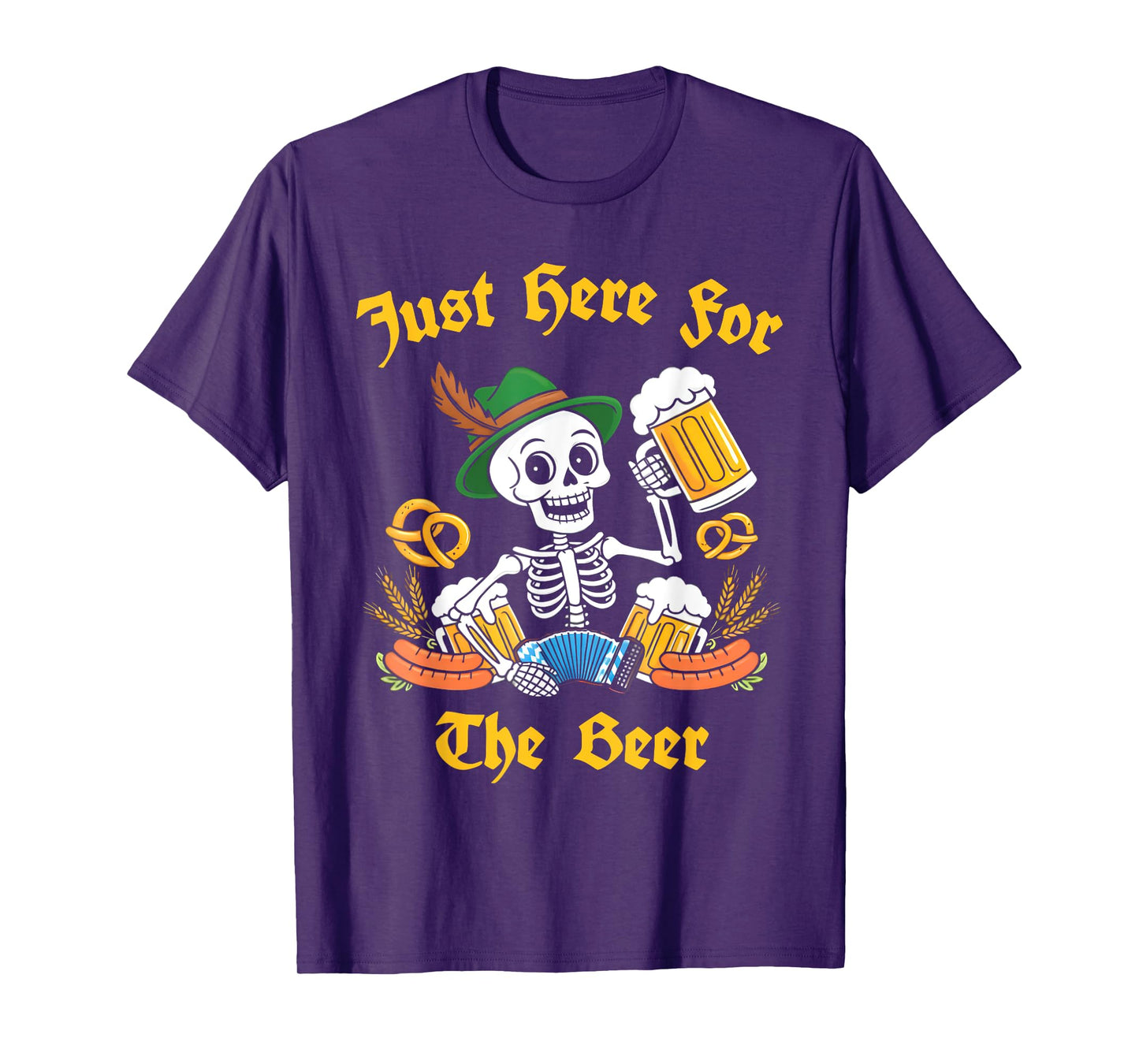 Funny Skeleton Drinking Just Here for The Beer Oktoberfest T-Shirt