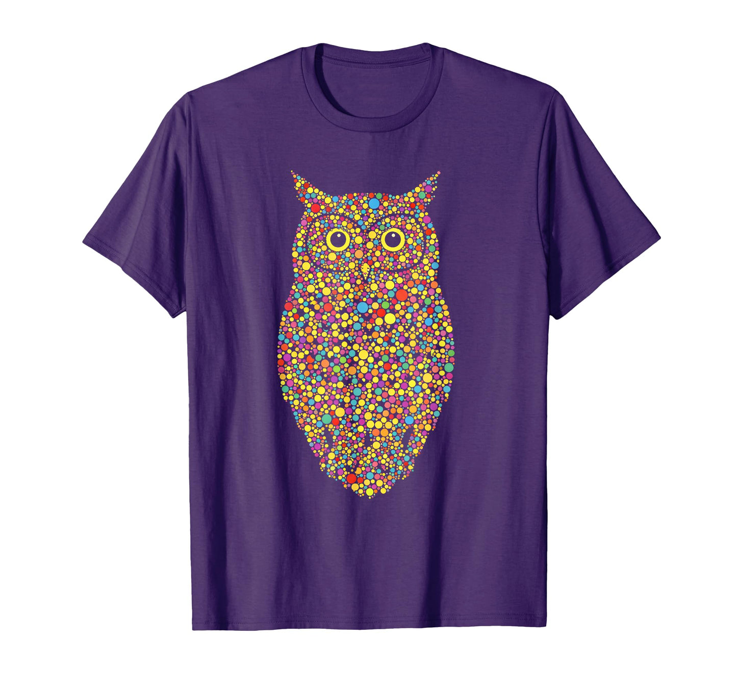 Rainbow Retro Style Colorful Dots Owl Lover T-Shirt