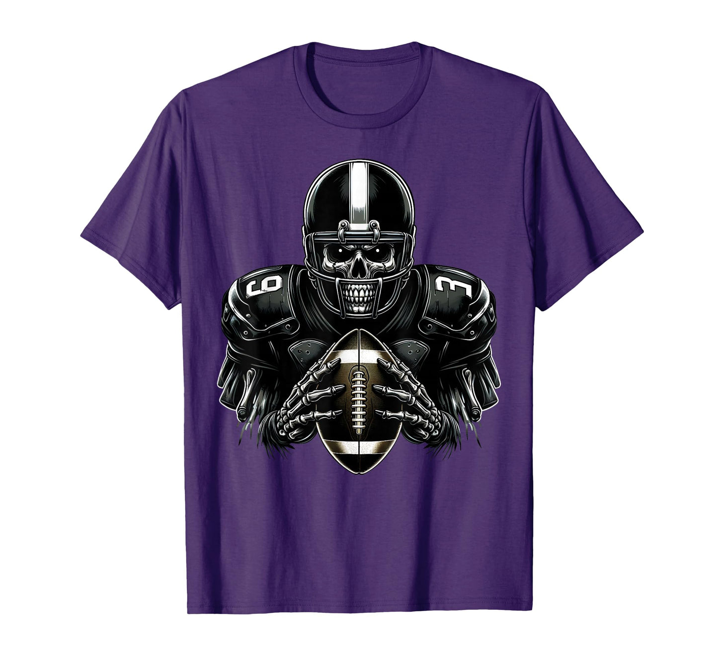 Skeleton Football Player Halloween Spooky Sports Men Women T-Shirt