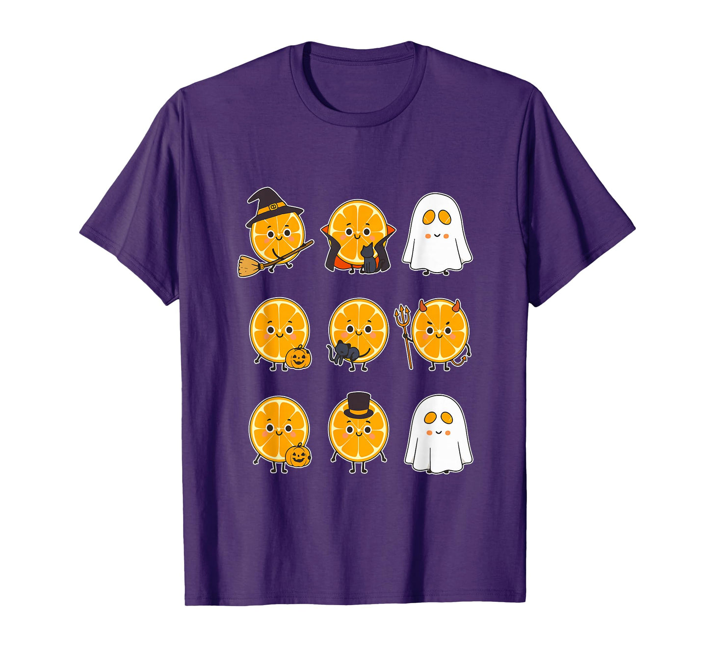 Group Oranges Cosplay Witch Boo Ghosts Halloween Vegetarian T-Shirt