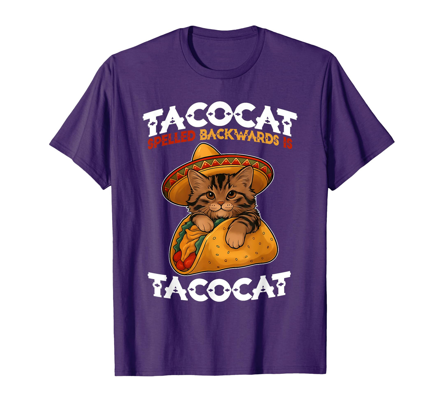 Tacocat Spelled Backward is Tacocat Funny Cat and Taco Lover T-Shirt