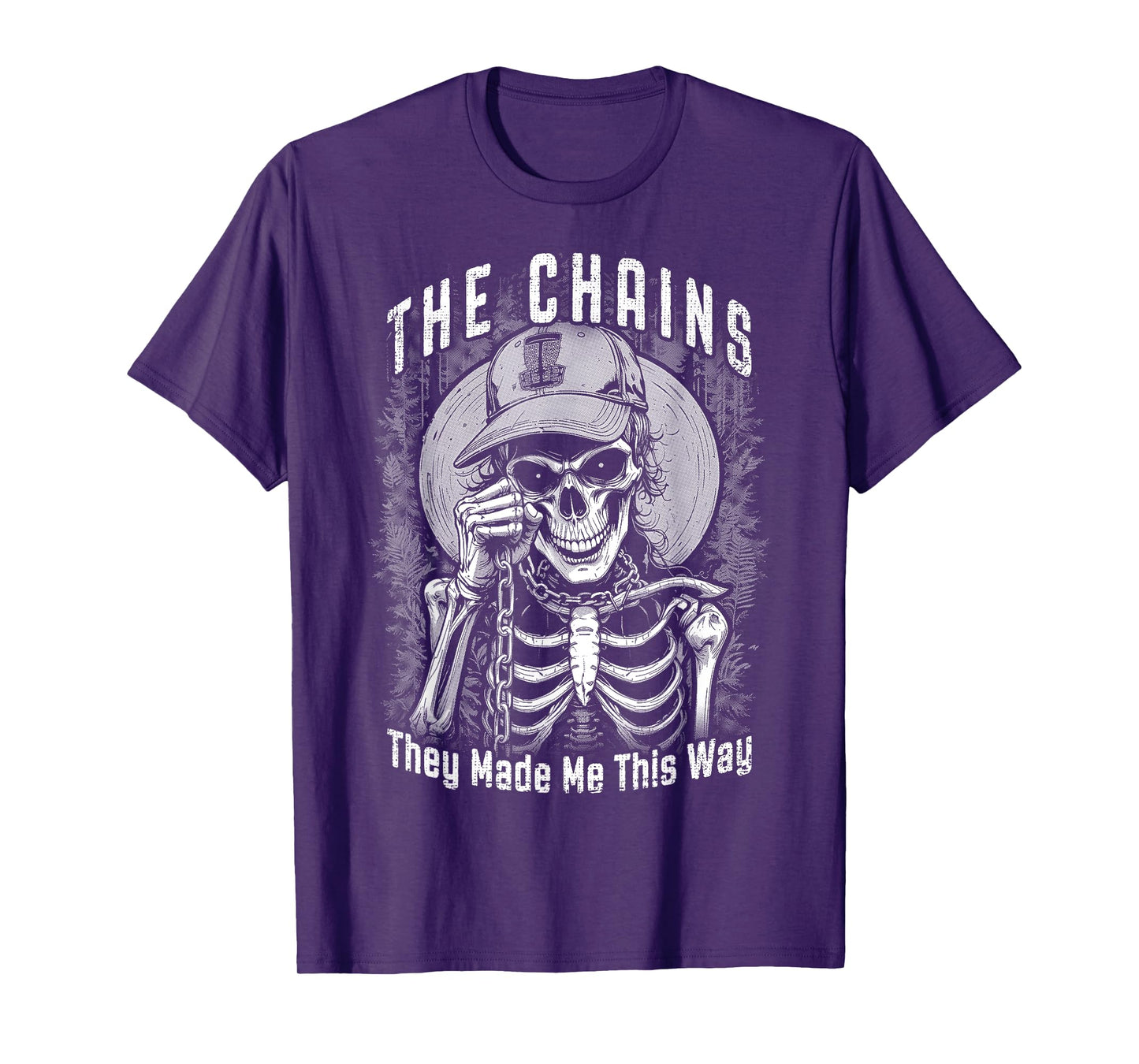 Disc Golf Player Skeleton Chains Made Me Halloween Golfer T-Shirt