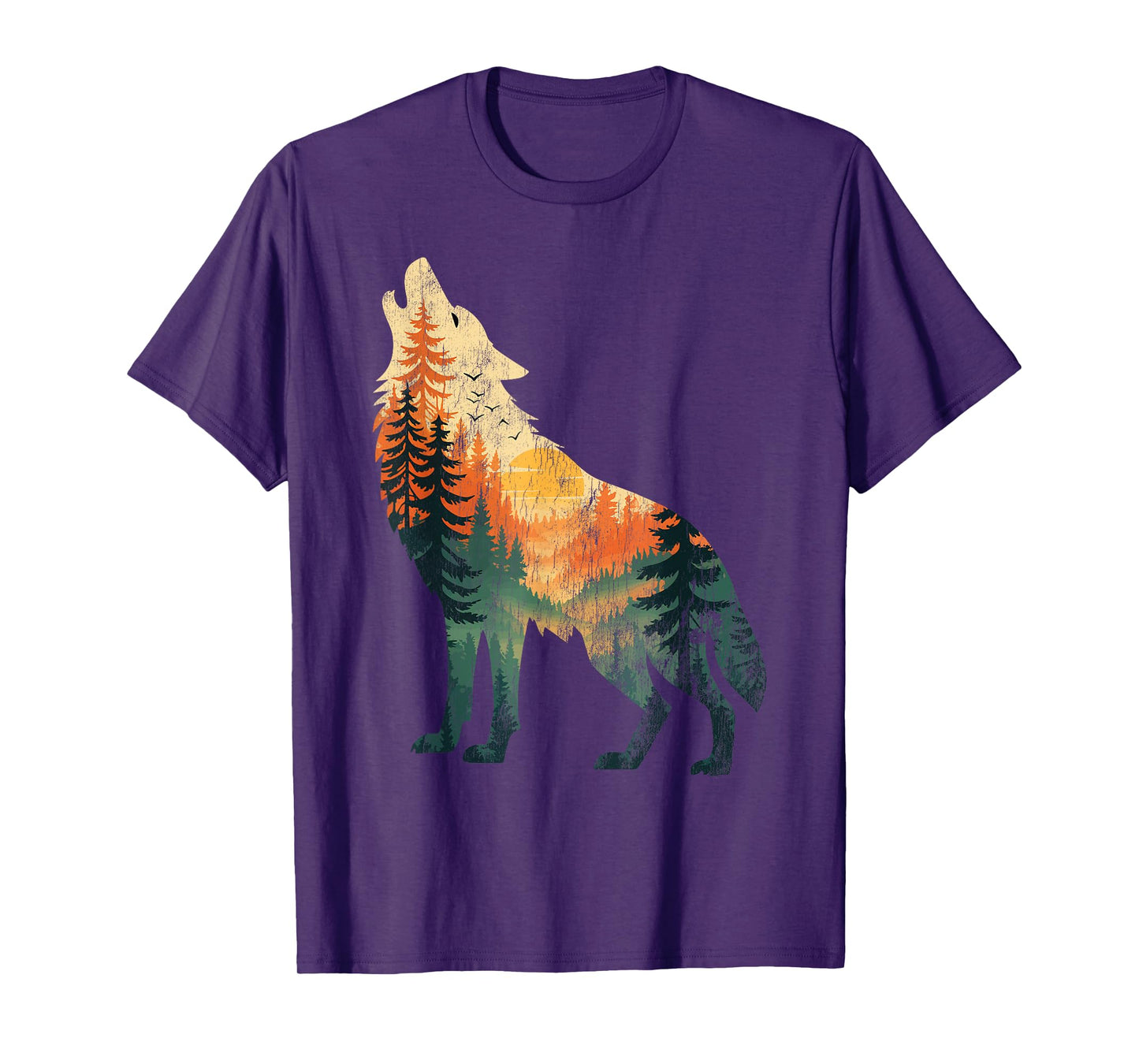 Howling Wolf Sunset Forest Nature Graphic Men Women Kids T-Shirt
