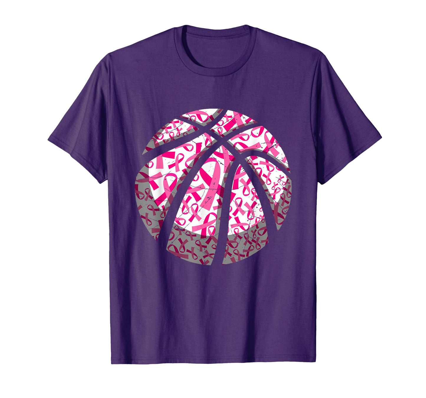 Pink Ribbon Basketball Breast Cancer Awareness Support Mom T-Shirt