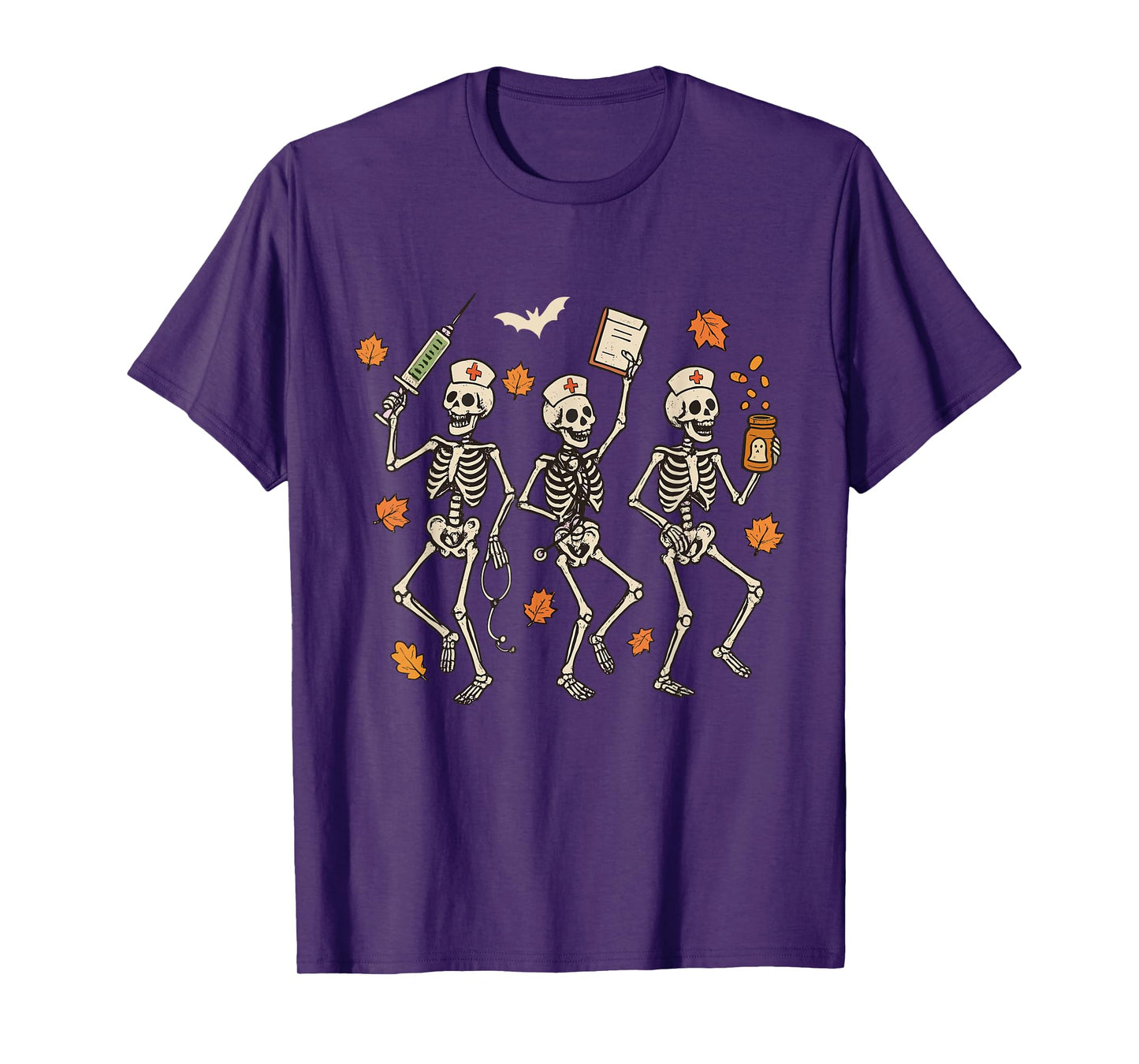 Skeleton Dancing Nurse Halloween Skeleton Nurse ER Fall T-Shirt