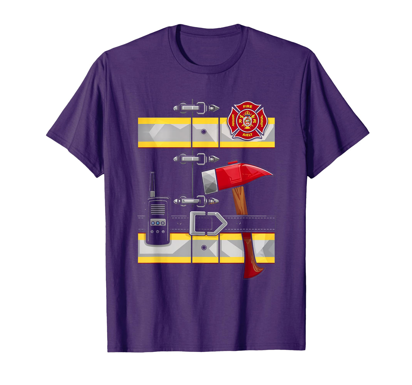 Firefighter Costume Fireman Axe Radio Halloween T-Shirt