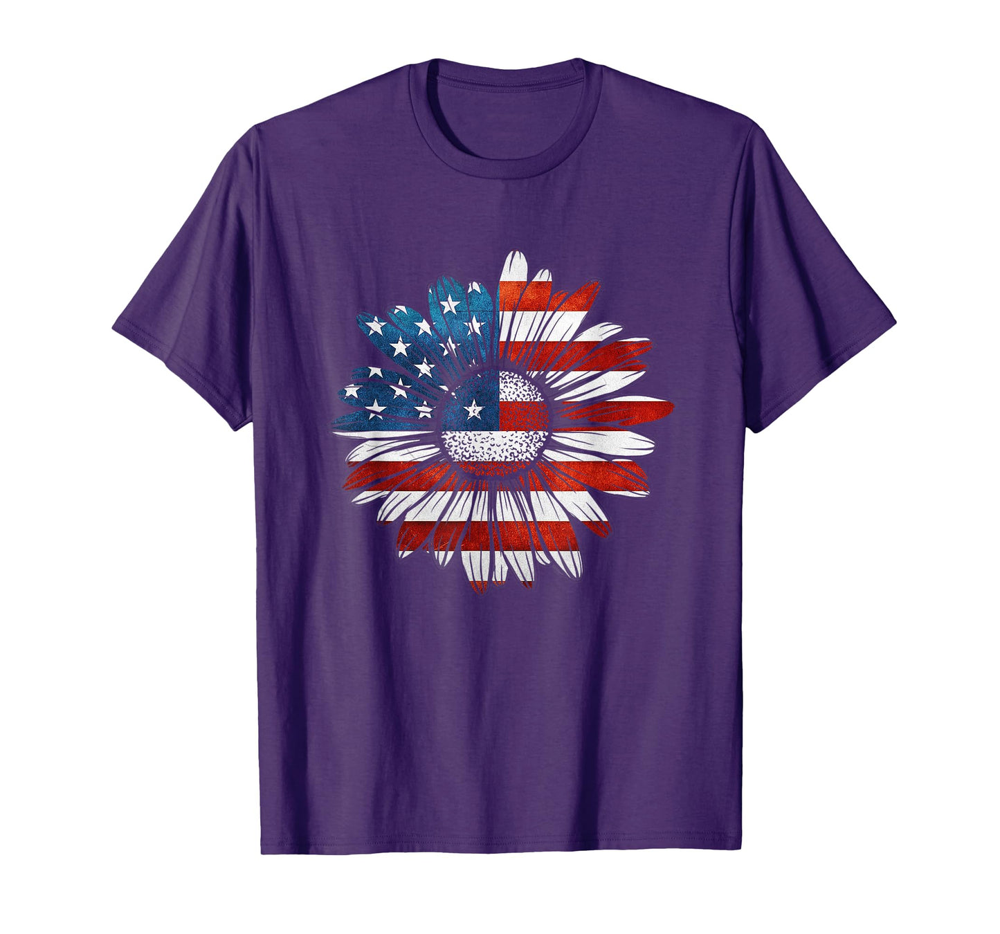 Vintage Daisy USA American Flag 4th of July Patriotic Flower Women Kids Men T-Shirt