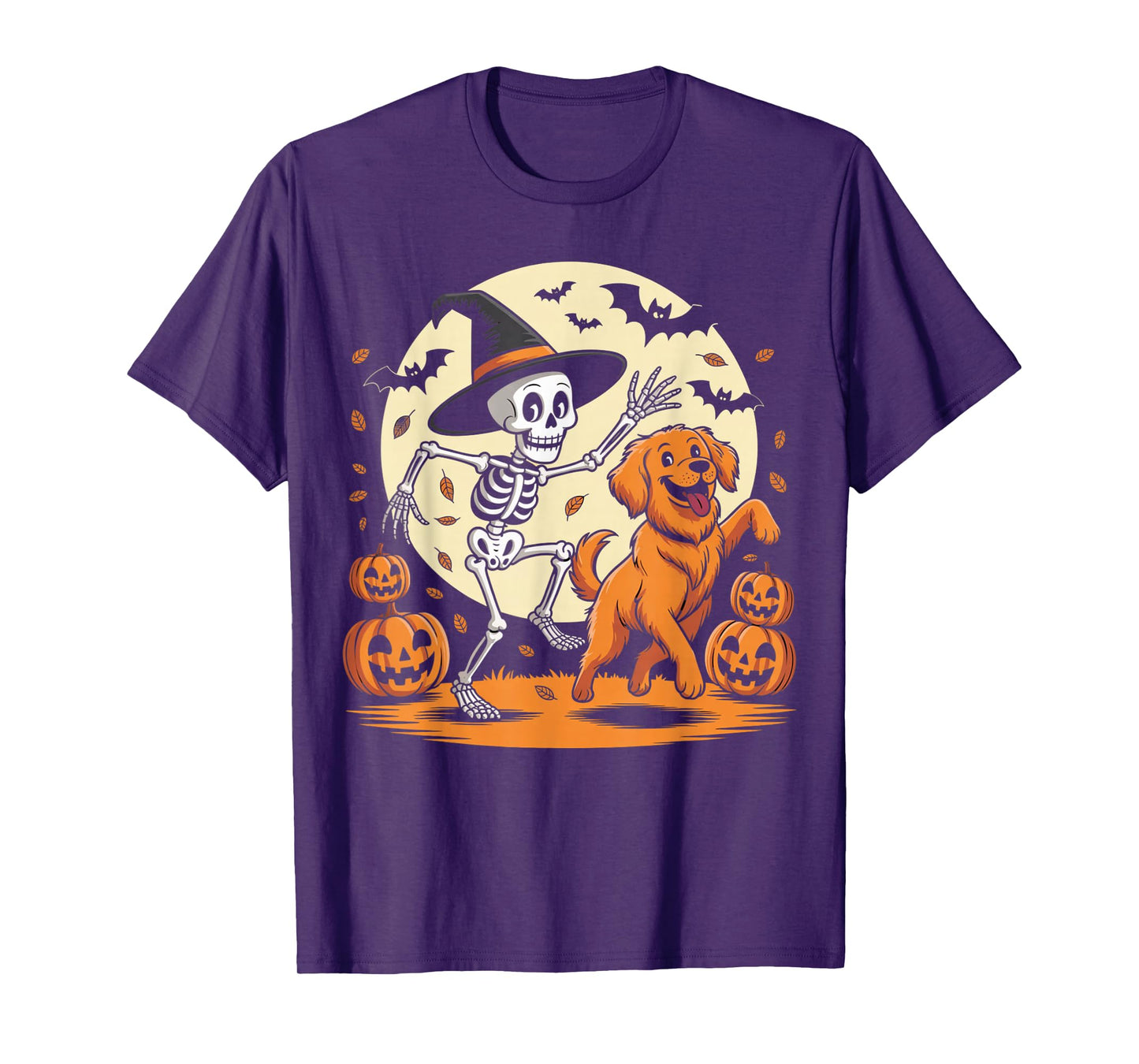 Funny Dancing Skeleton with Dog Halloween Spooky Dance Bones T-Shirt