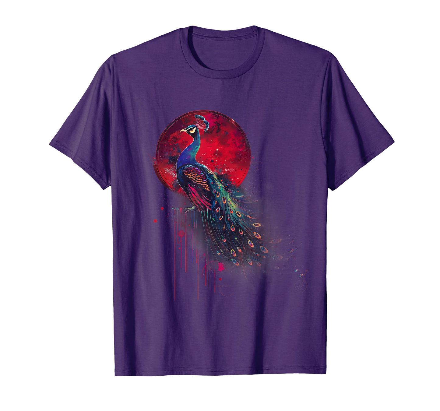 Feather Peacock Lover Artwork Animal Colorful Peacock Bird T-Shirt