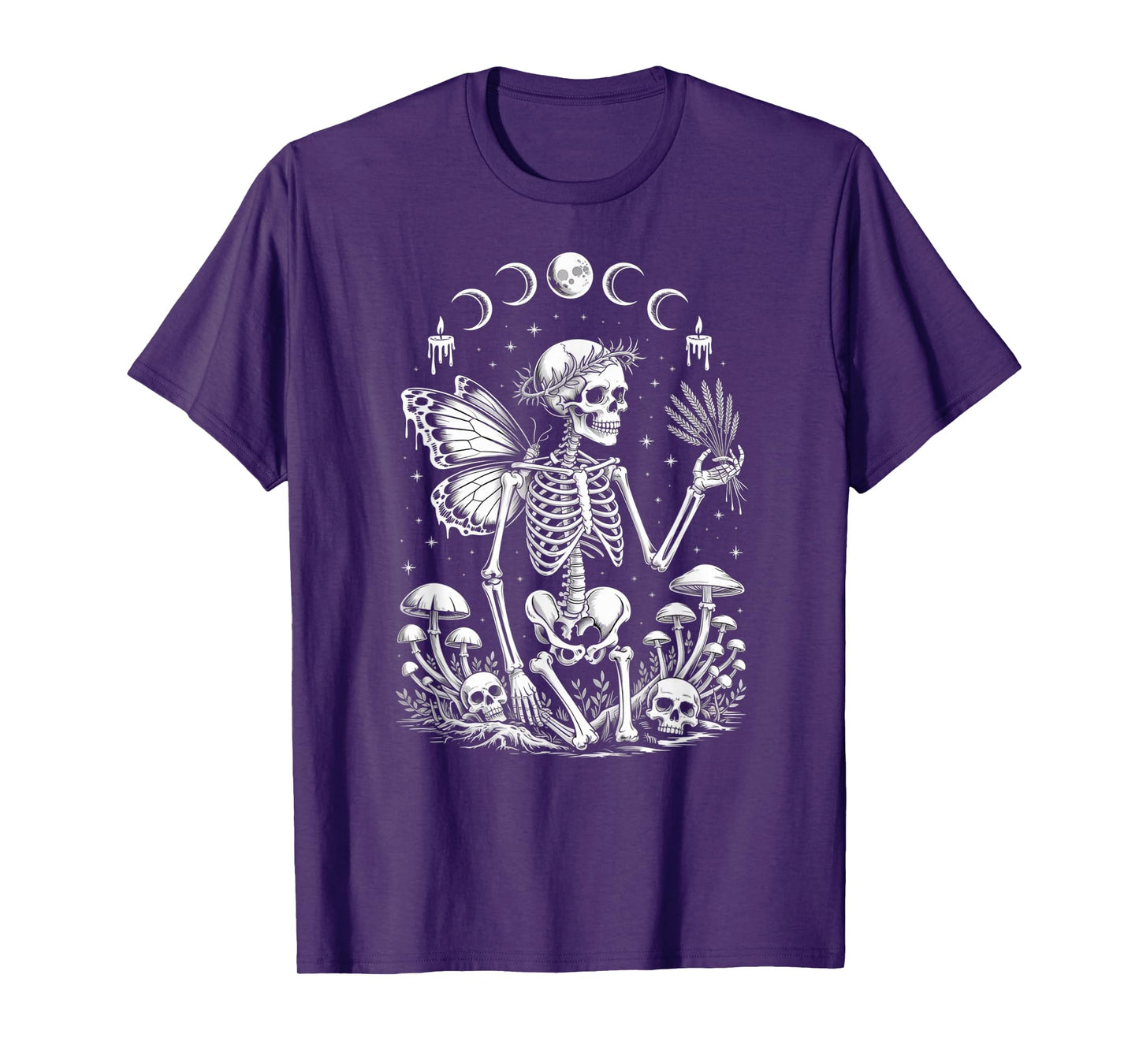 Skeleton Fairy Witchy Occult Moon Phases Mushrooms T-Shirt