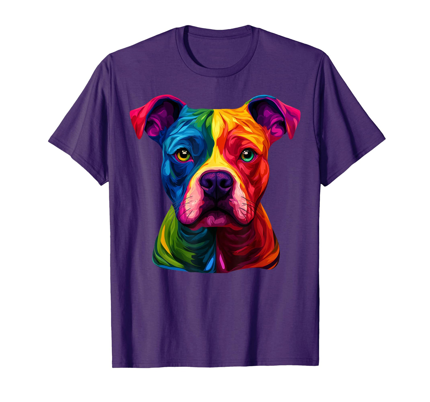 Colorful Staffordshire Bull Terrier Face Staffy Dog Black T-Shirt