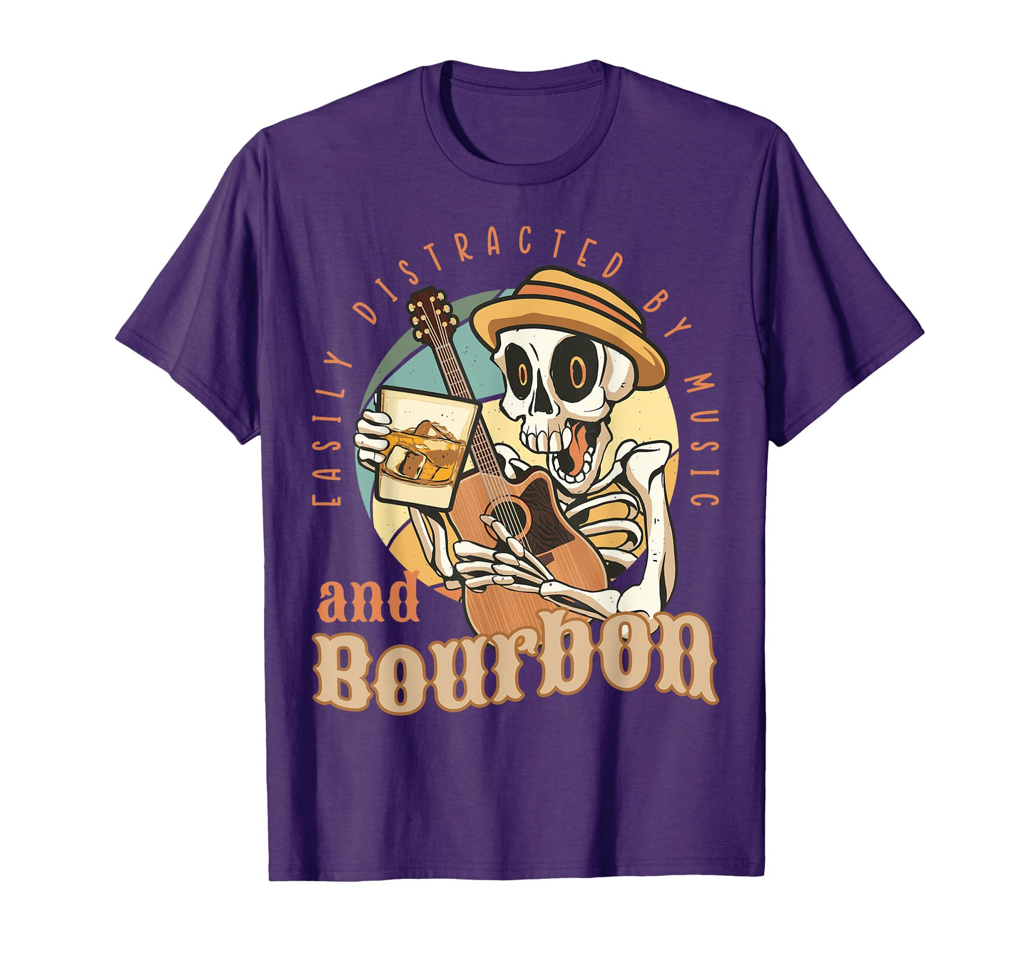 Easily Distracted By Music And Bourbon Funny Bourbon T-Shirt