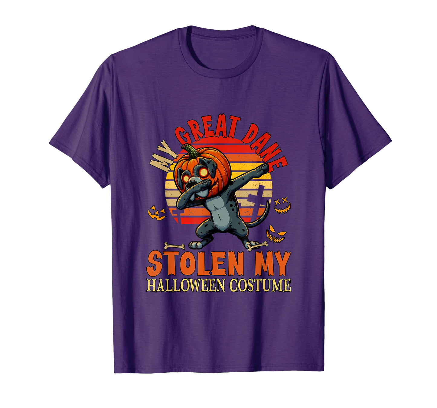 Great Dane Stolen My Halloween Costume Dog Carved Pumpkin T-Shirt