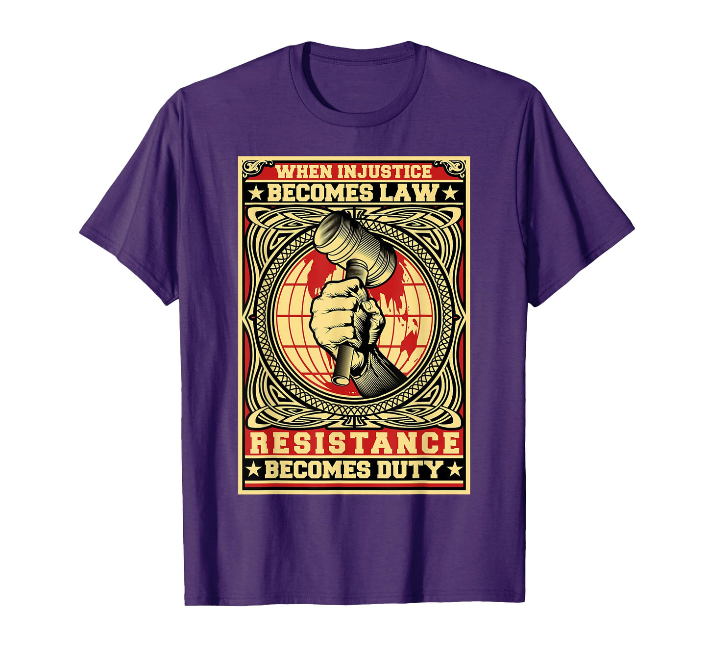 Political Abyss Shirts When Injustice Becomes Law Resistance Becomes Duty Unisex Adult Black Cotton Blend T-Shirt Small Classic Fit Short Sleeve