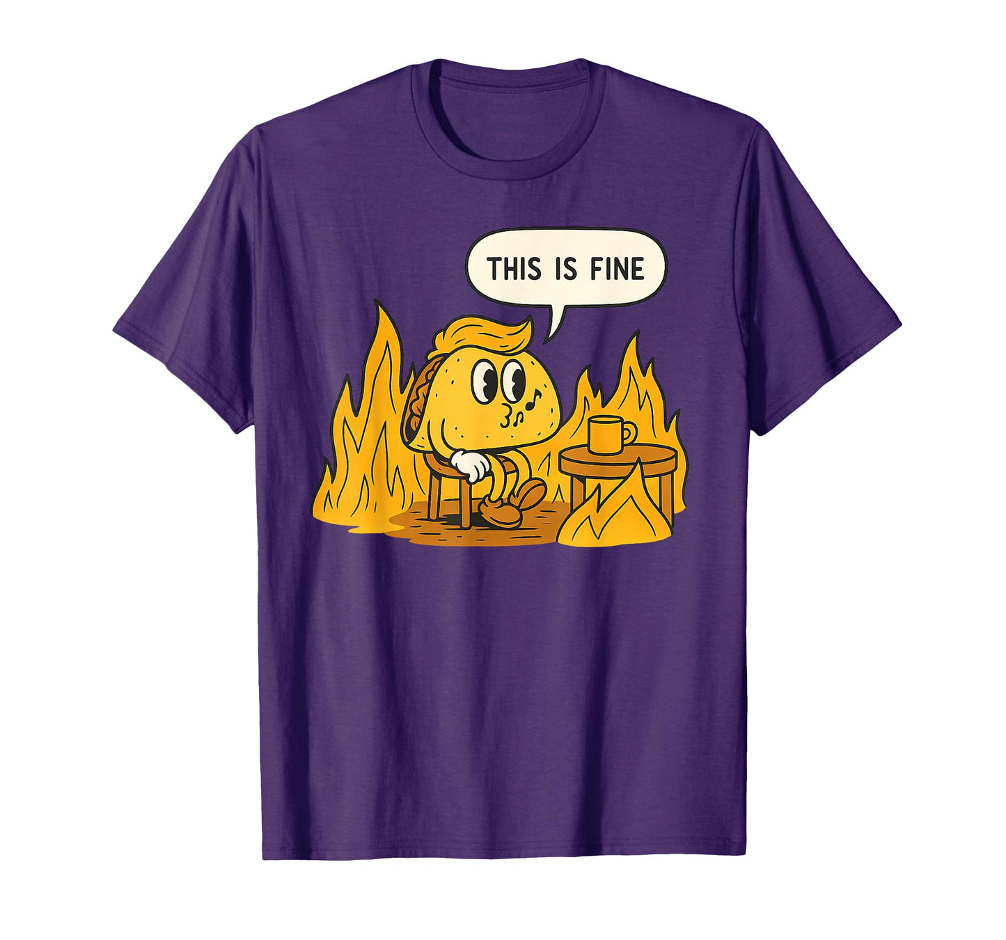 Funny Retro Orange Taco Meme This is Fine Parody T-Shirt