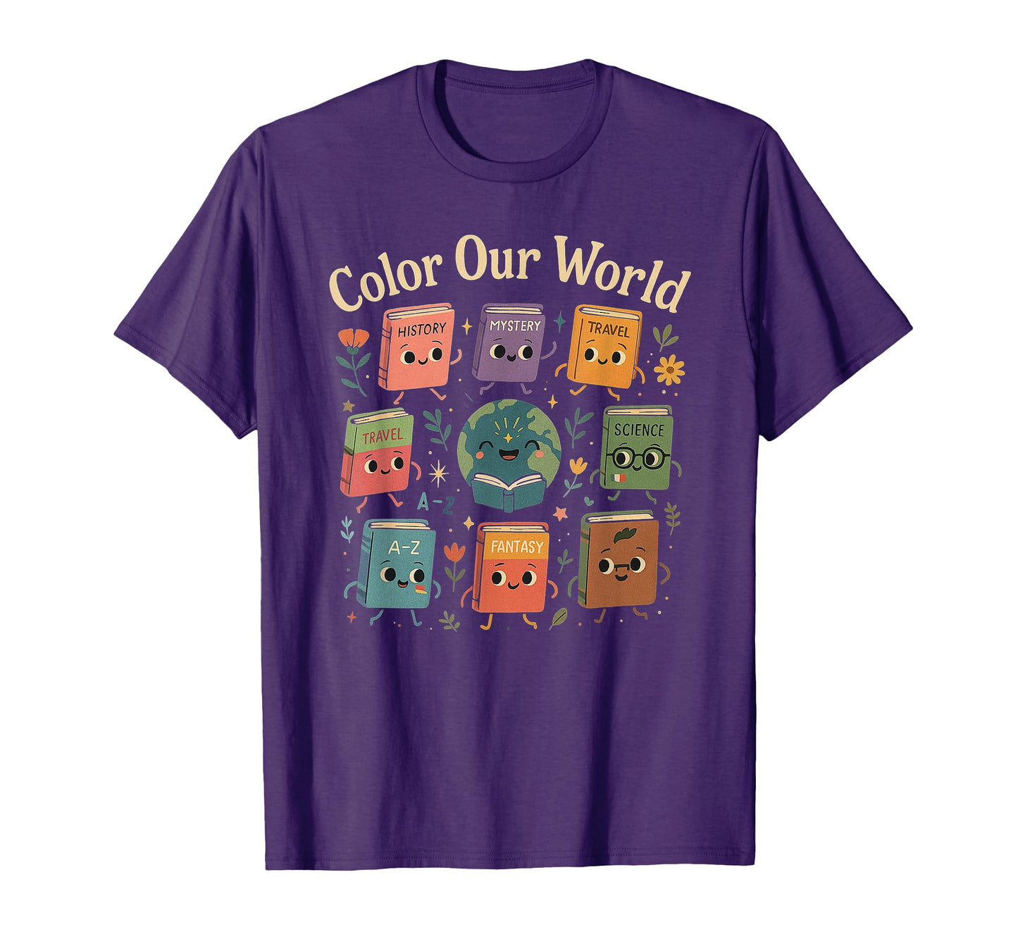 Color Our World Summer Reading 2025 Librarian Teacher Kids T-Shirt