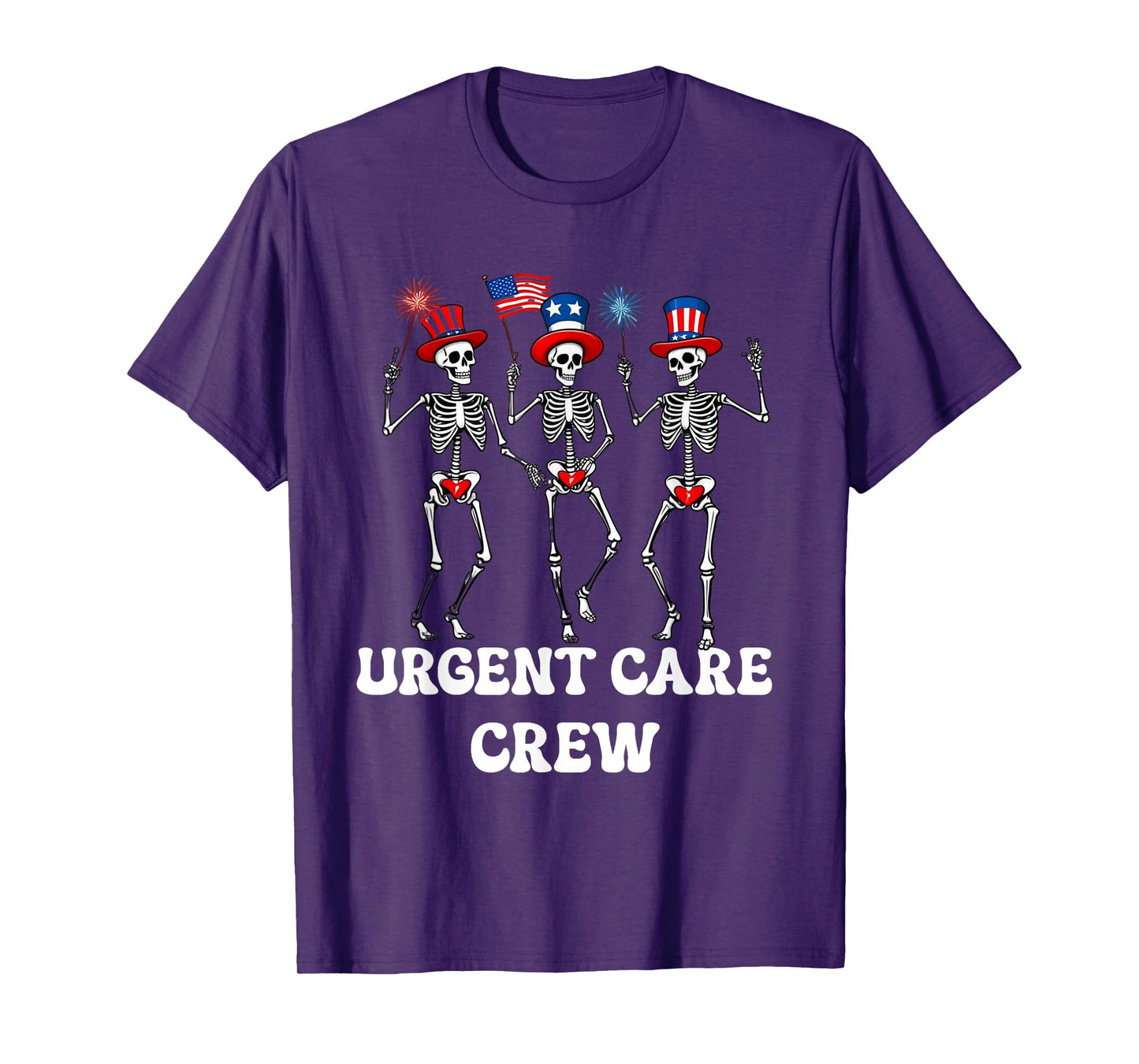 Urgent Care Crew,4th Of July,Dancing Skeleton,American Flag T-Shirt