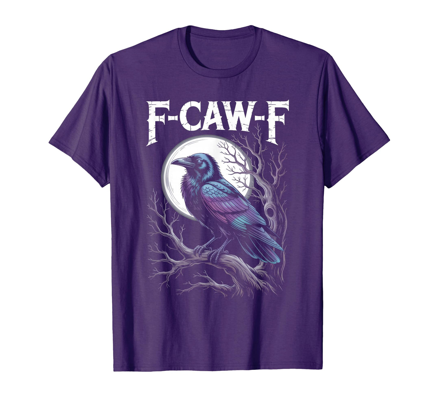 Funny F-Caw-F Crow Gothic Moon Humor Halloween T-Shirt