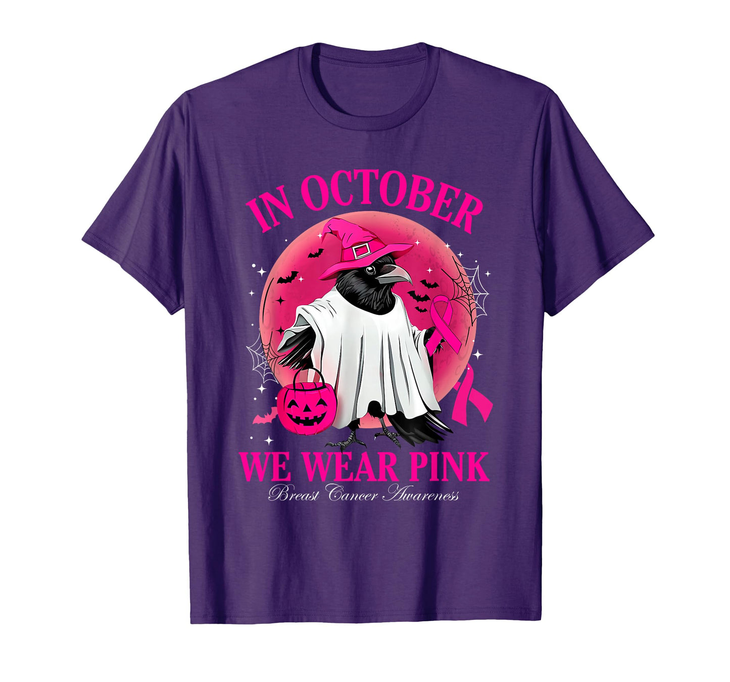 Black Crow in October We Wear Pink Breast Cancer Awareness T-Shirt