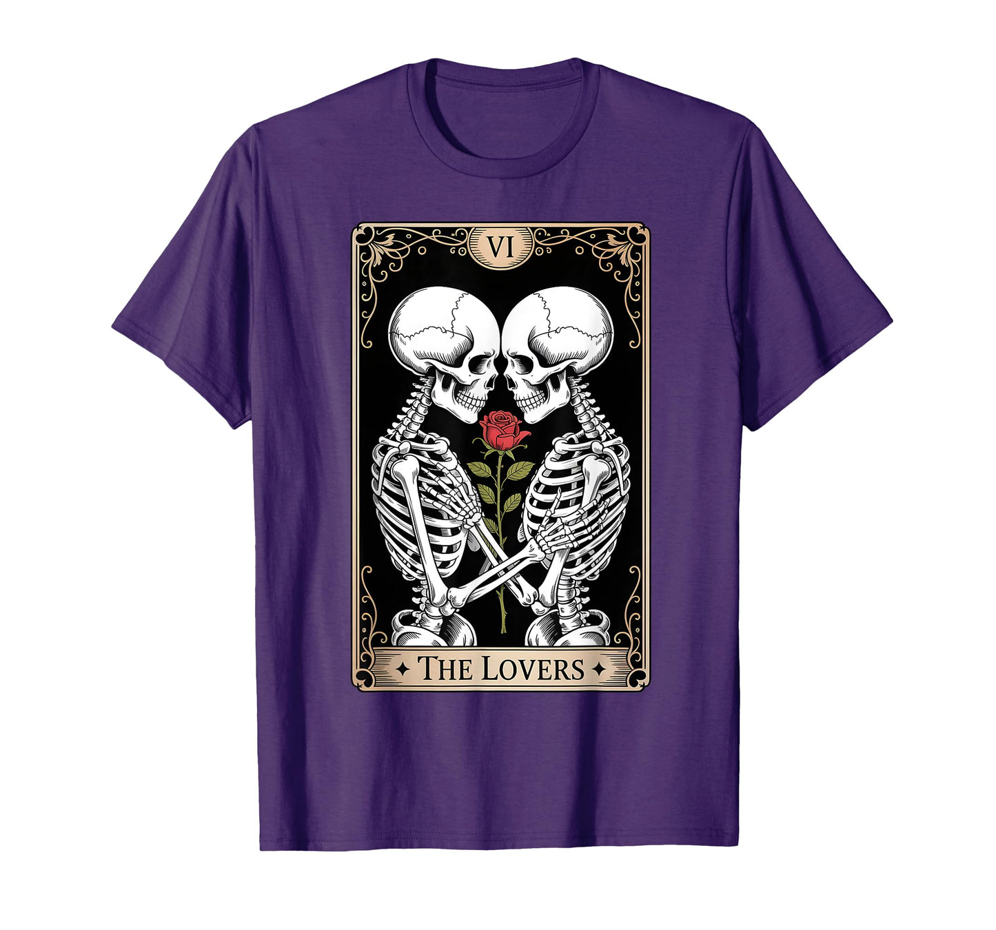 Tarot Card The Lovers Skeleton Goth Halloween Witch T-Shirt