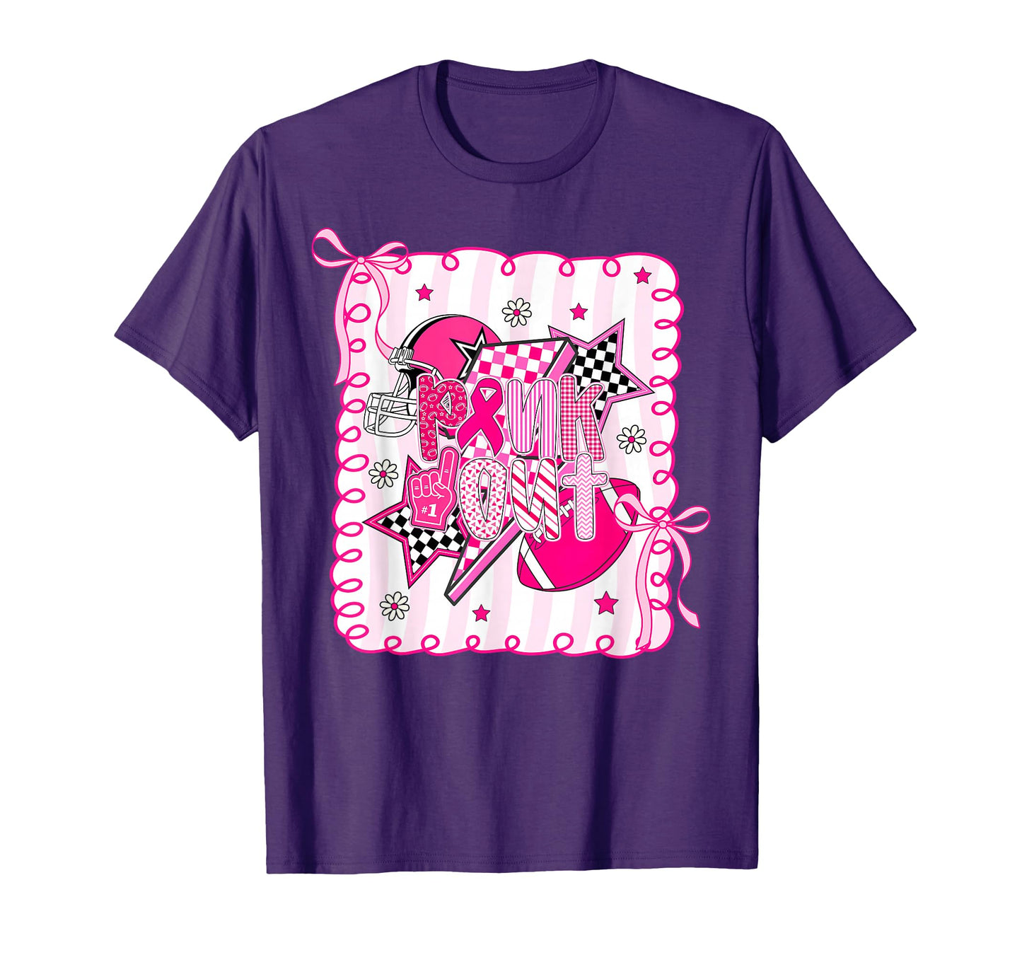 Pink Out Football Breast Cancer Awareness Game Day Football T-Shirt