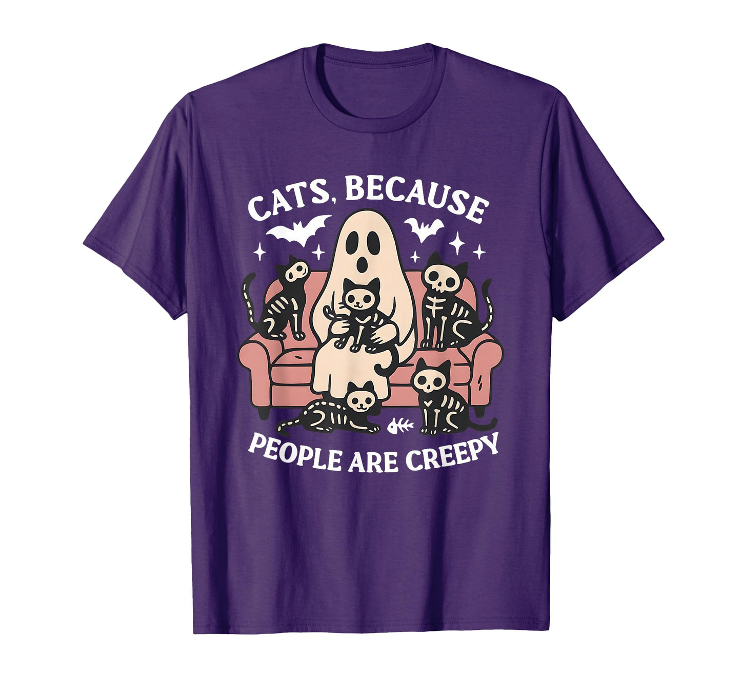 Cats Because People are Creepy, Skeleton Cat Graphic Tee T-Shirt