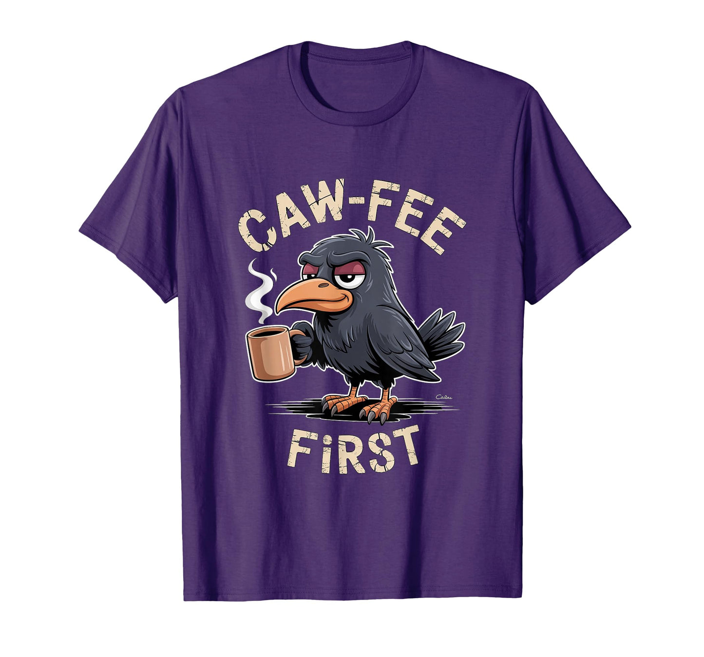Caw-fee First F-CAW-F Meme for Coffee Lovers Dark Humor T-Shirt