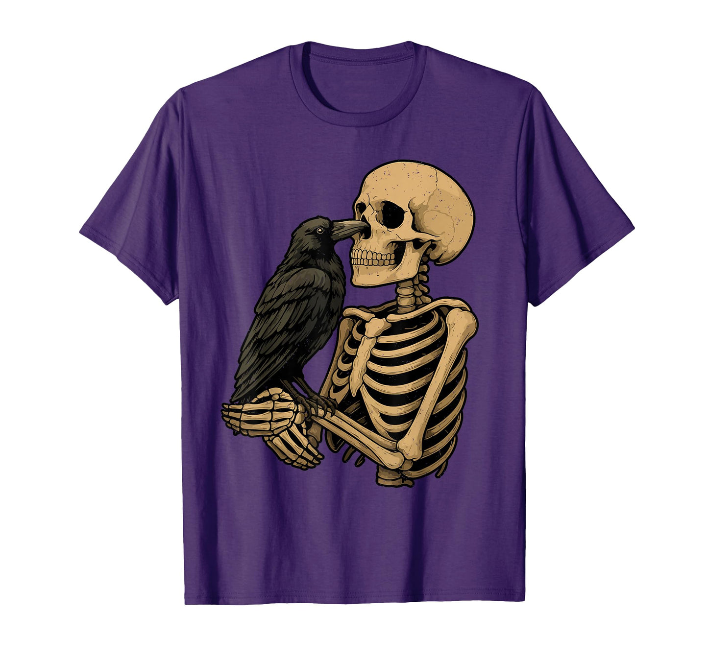 Skeleton Crow Halloween Bones Skull Gothic Spooky Season T-Shirt
