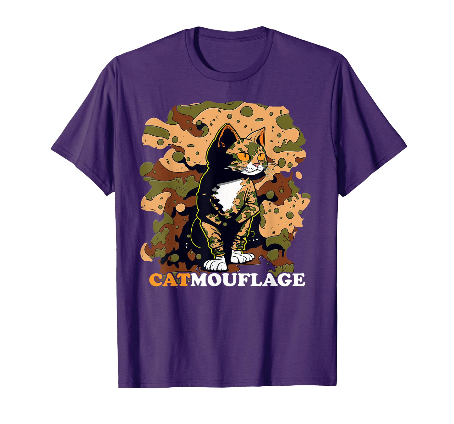 Funny Cat Pun Tshirt Catmouflage Camo Joke Kids Men Women T-Shirt